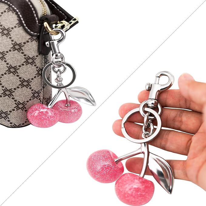 Cherry Bag Charm Purse Handbag Charm Cherry Car Accessories KeyChain Gift for Women Mothers Day Christmas Valentine