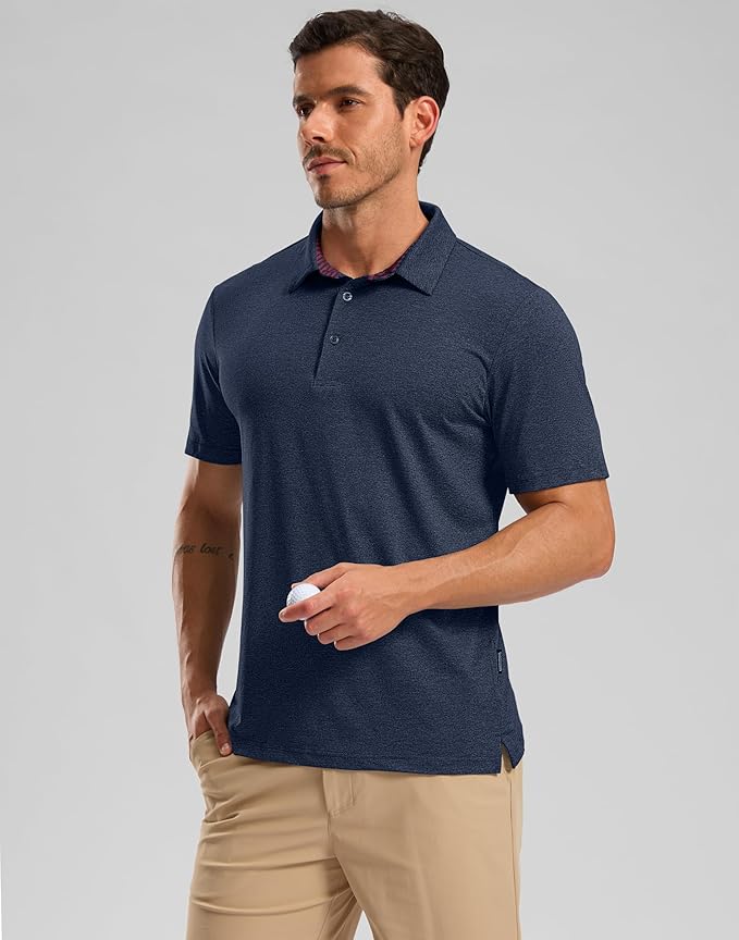 Golf Shirts Heather Polo Short Sleeve Dry Fit Lightweight Moisture Wicking Collared Shirts Casual Athletic Business