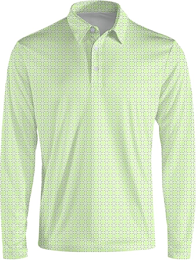 Men's Long Sleeve Golf Shirt Quick Dry 3 Button Work Fishing Outdoor Casual Collar Shirt