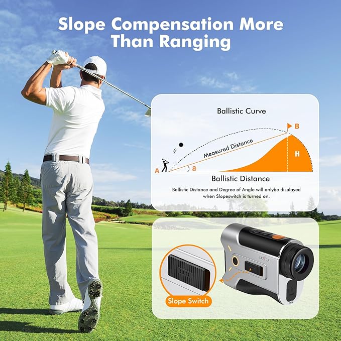 LAZYCAT Golf Rangefinder with Slope,1200 Yards Laser Range Finder Golfing Dimmable,Range Finder Golf 7X Magnification,Flag Lock Vibration,Measure Speed,Rechargeable with Magnet,Golf Gifts for Men