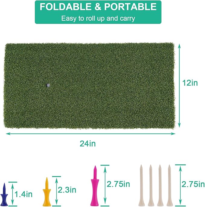 Golf Hitting Mat 24"x16" | 24"x24" Tri-Turf Golf Practice Mat Outdoor Indoor Portable Training Matt Traint Aid Batting Turf Matt for Chipping, Driving and Full Swing Practice