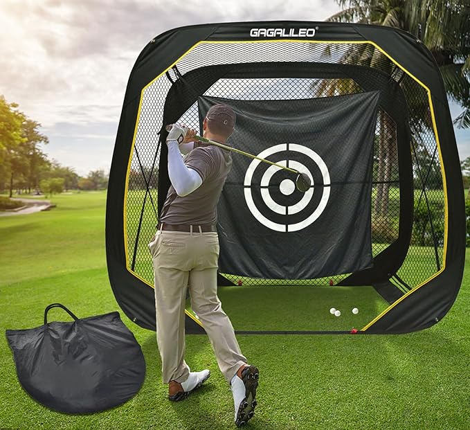 Gagalileo Pop Up Golf Practice Net: Hitting Cage with Target Portable Backyard Garage Training for Driving Chipping Swing Beginners & Golf Enthusiasts