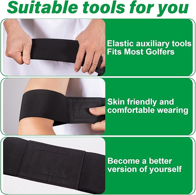 Golf Training Aid Band, Elastic Swing Golf Trainers Band for Arm Waist, Sports Practicing Equipment Tool for Men and Women- Black