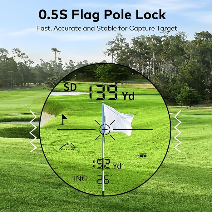 1200Yards Range Finder Golf with Slope, 7X Magnification Range Finder, Lightweight Portable Rechargeable Rangefinder, Flag Lock Vibration, Switch for Legal, Range Finders for Hunt/Golf Accessory