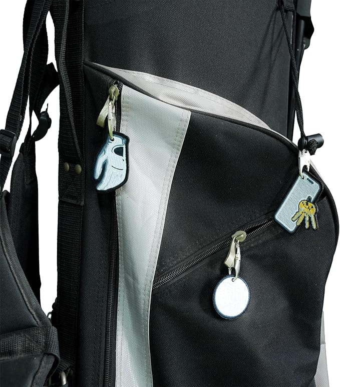 Impact sports Golf Zipper Bag Tags – Set of 4 Fabric Golf-Themed Zipper Pulls – Includes Golf Ball, Glove, Tee, and Phone Tag – Stylish and Functional Golf Bag Accessories