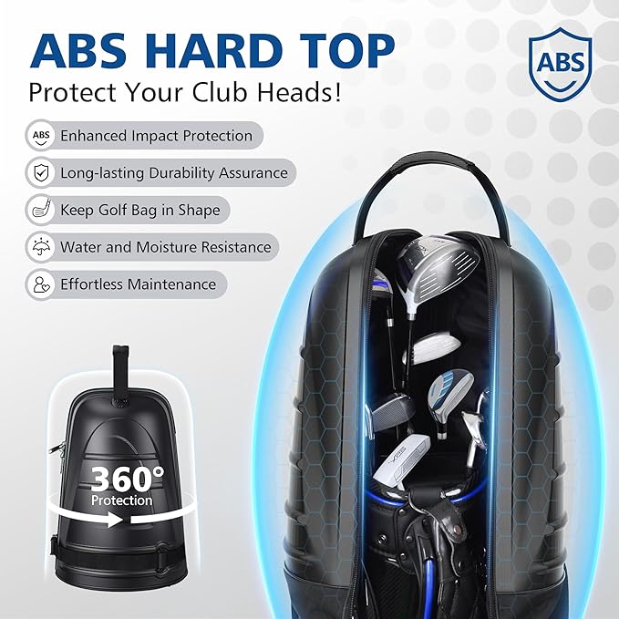 Golf Travel Bags for Airlines with Wheels, Hard Case Top and 1680D Heavy Duty Oxford Protect Golf Clubs, Lightweight and Easy to Maneuver