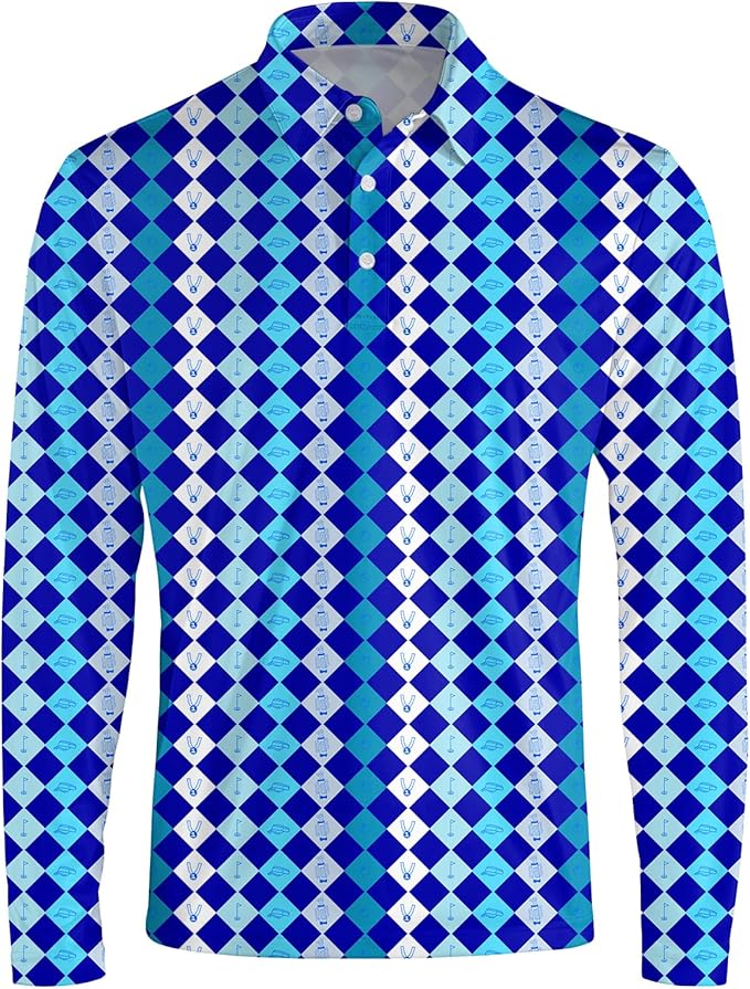 Men's Long Sleeve Golf Shirt Quick Dry 3 Button Work Fishing Outdoor Casual Collar Shirt
