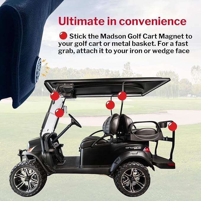 Classic Blade and Mallet Putter Headcovers with Madson Golf Cart Magnet for Secure Positioning and Quick Access, Protective PU Leather Head Covers, Magnetic Golf Accessories