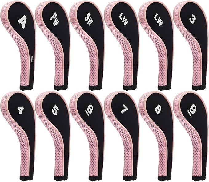 Andux Number Print Golf Iron Club Head Covers Long Neck with Zipper 12pcs/Set