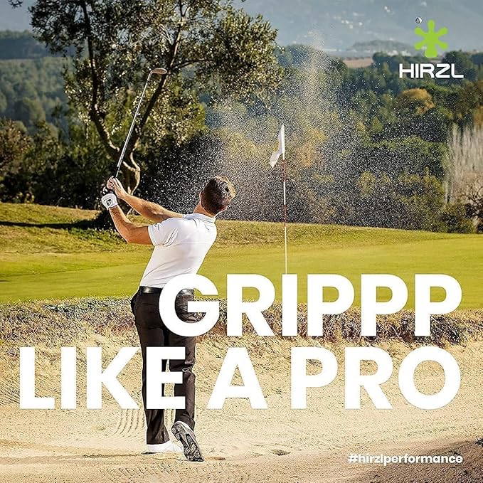 HIRZL Trust Control 2.0 Golf Gloves, All Weather Mens Golf Glove, White/Black, Kangaroo Leather Palm, Cabretta Leather Backhand, Trusted by Pro’s, Sweat Free, Ultimate Grip