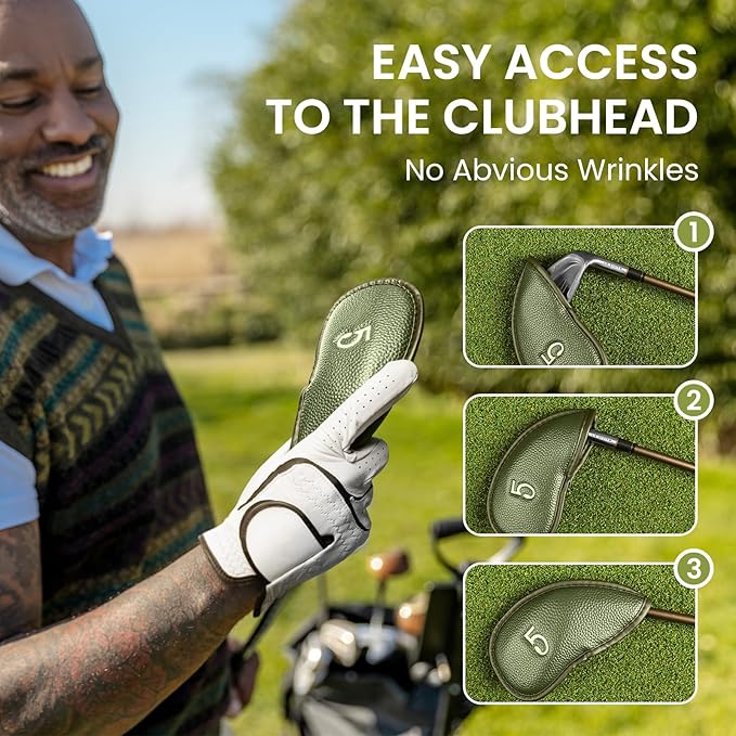 Golf Club Covers Iron Value 12 Pack Stylish Synthetic Leather Headcover, Embroidery Numbers Head Covers Universal Protector Fit Main Iron Wedge Clubs, Accessories Travel for Men Women