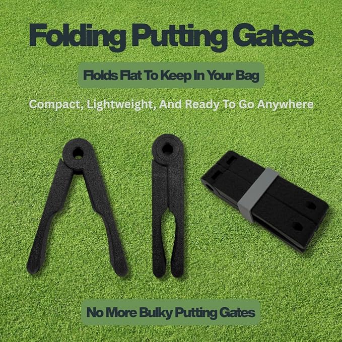 Folding Putting Gates for Golf | Portable Elevated Line Drill & Standard Putting Gate | Compact 2-Pack with Storage Band | Practice Start Line & Face Control Anywhere
