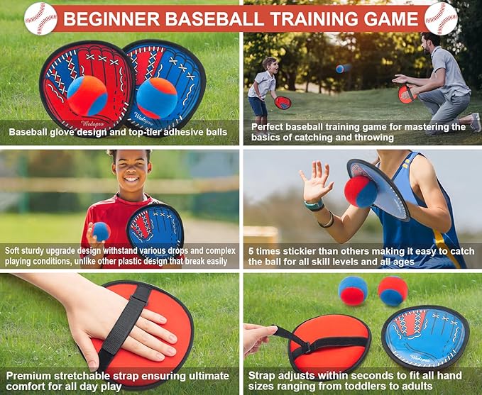 Toss and Catch Ball Game, Kids Toddler Baseball Glove & Catch Ball Toys, Kids Outdoor Games for Family, Toys for Beach Yard Outside, Birthday for Ages 3 4 5 6 7 8-12 Year Old Boys Girls