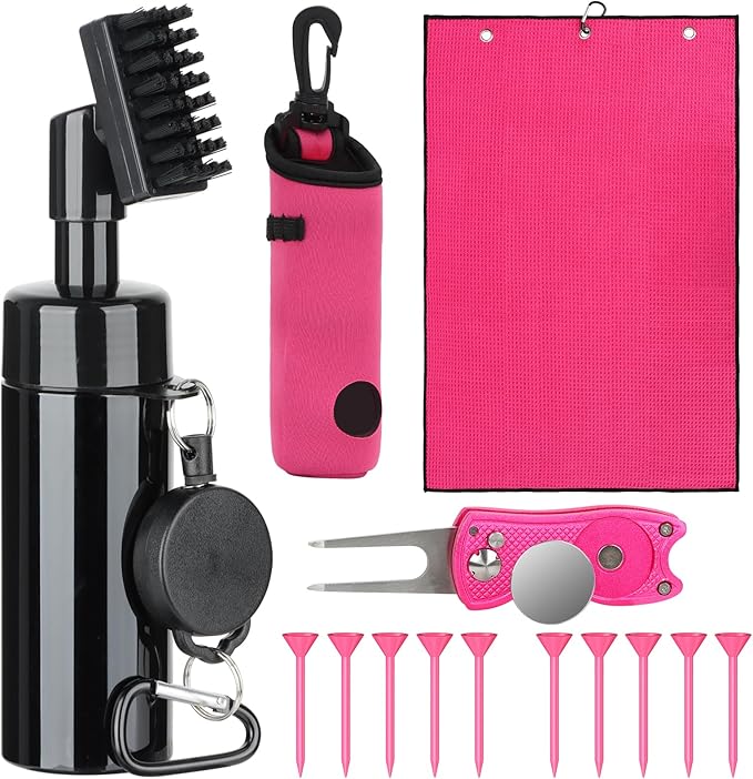 Golf Club Cleaning Kit with Golf Club Cleaner with Water Golf Towel Divot Repair Tool Groove Sharpener Golf Ball Alignment Kit Complete Golf Cleaning Kit Golf Accessories for Women Men