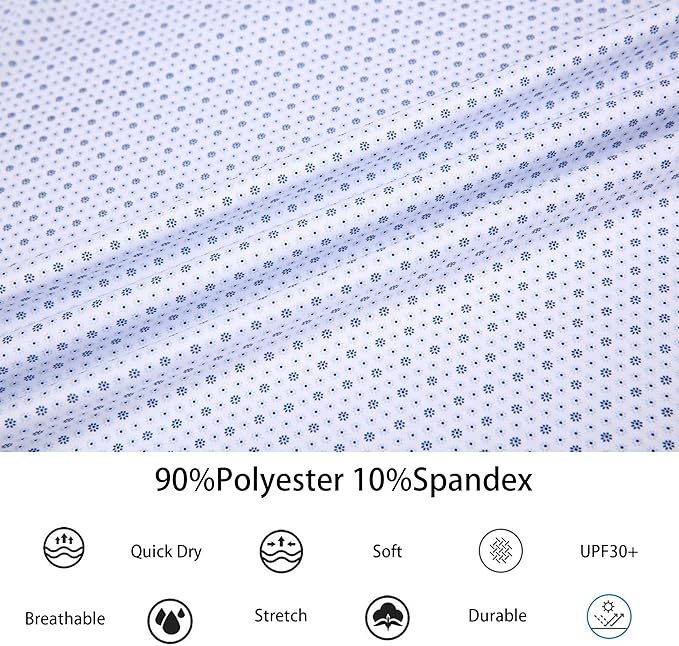 Alex Vando Mens Golf Shirt Moisture Wicking Classic Print Golf Shirts for Men