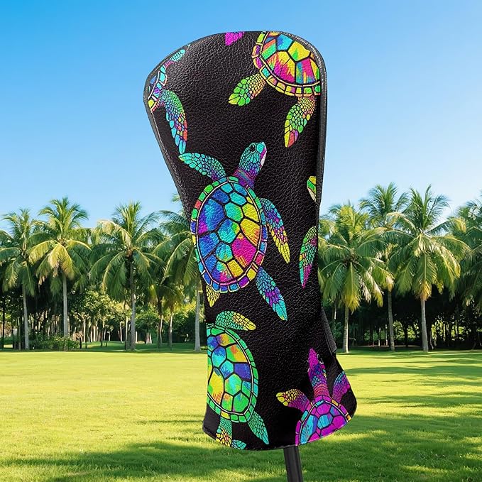 Golf Driver Head Covers Fairway Wood Headcovers, Premium Leather Golf Club Covers with Anti-Scratch Lining 1/3/5 Wood Cover for Golf Clubs for Women Men (Marble Blue)