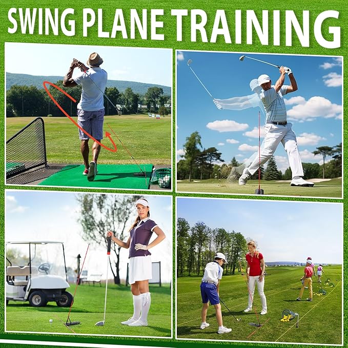 Golf Alignment Sticks and Swing Trainer with Angle Holder for Aiming Putting Aid Arm Band Trainer Enhance Strength, Precision, and Swing Technique Golf Practice Tools for Posture Correct