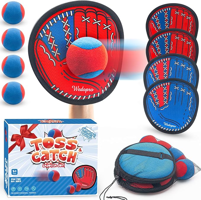 Toss and Catch Ball Game, Kids Toddler Baseball Glove & Catch Ball Toys, Kids Outdoor Games for Family, Toys for Beach Yard Outside, Birthday Christmas Gift for Ages 3 4 5 6 7 8-12 Year Old Boys Girl