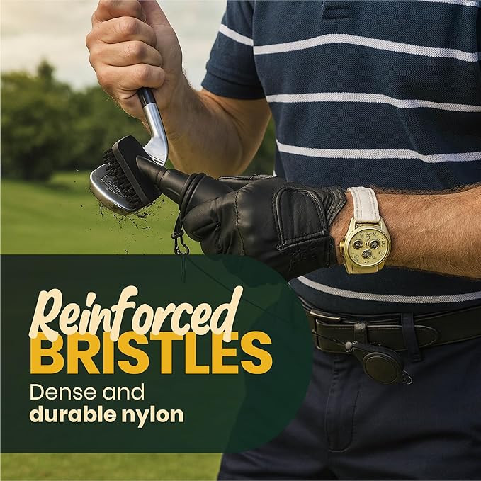 Golf Club Cleaner Brush with Water Spray-2-in-1Groove Cleaner, Ultra Strong Magnetic Clip, Advanced Leak-Prof Spray System