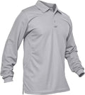 MAGCOMSEN Men's Polo Shirts 3 Button Quick Dry Performance Long Sleeve Tactical Shirts Pique Jersey Golf Shirt