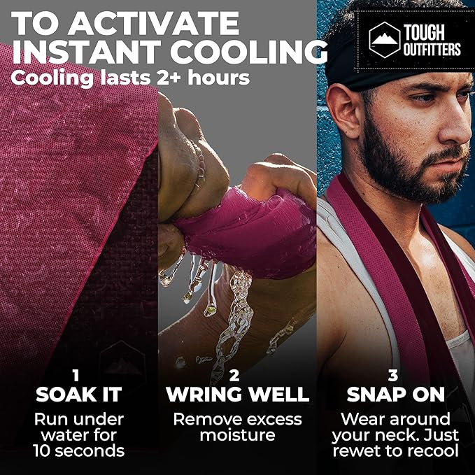 Tough Outdoors Cooling Towels for Neck Face - Neck Cooling Towel for Hot Weather Yoga Sports Golf Sweat - Instant Cold Towel