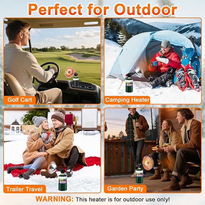 Golf Cart Heater, 9200 BTU Portable Propane Heater with Golf Cart Cup Holder & Adjustable Flame, for EZGO, Yamaha, Club Car, Most Golf Carts(Fuel Cylinder Not Included)