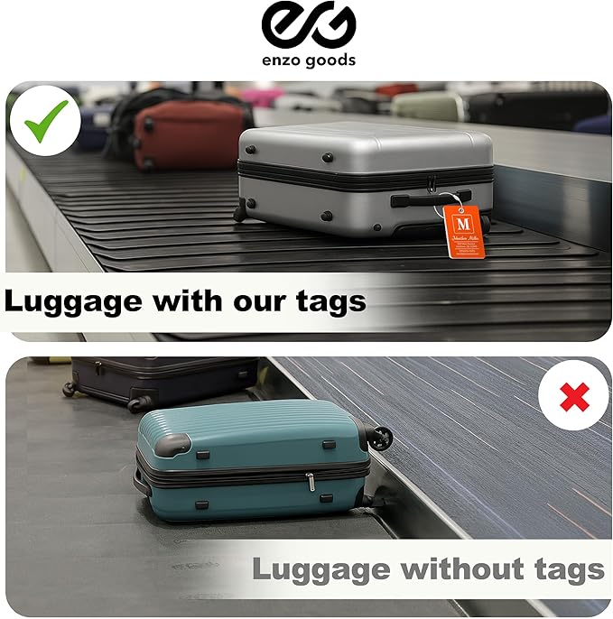 Personalized Luggage Tag | 4 Pack | Custom Luggage Tags for Suitcases | Kids Backpack Tag | 10 Color Options & Choose Font, Font Color