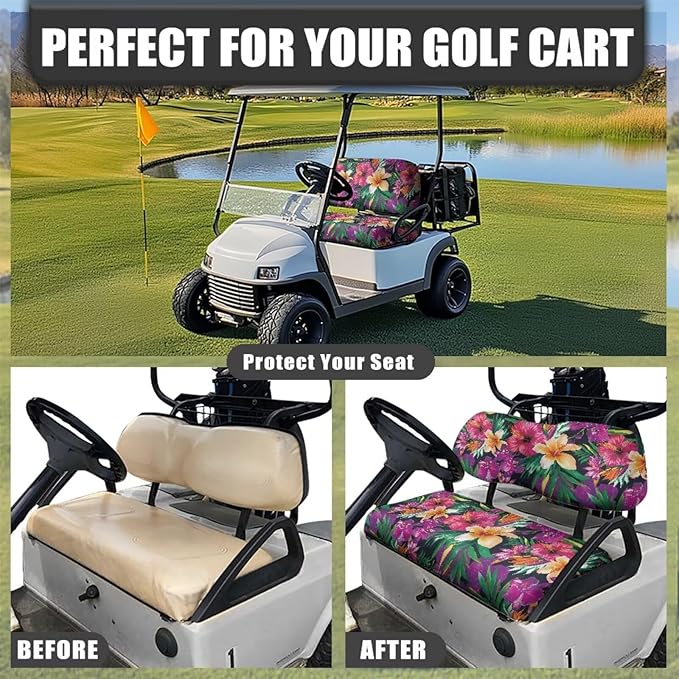 Fashion Print Golf Cart Seat Covers 2 Passenger Golf Cart Backrest Cover Golf Cart Seat Towel Gift for Friends