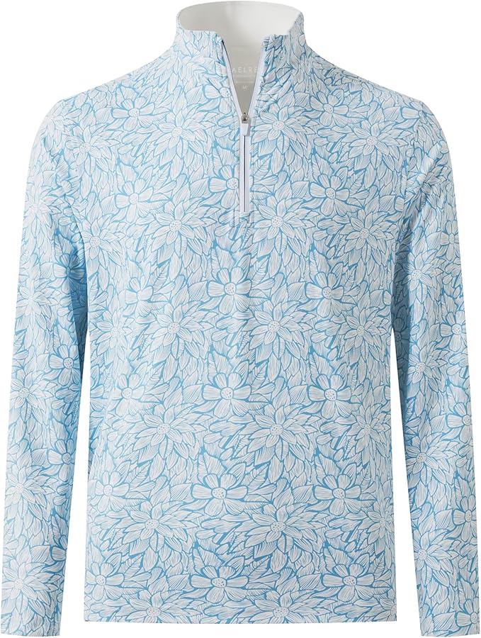 M MAELREG Quarter Zip Golf Pullover Men Dry Fit Long Sleeve Performance Wicking 1/4 Zip Full Print Pullover Mens Sweatshirt