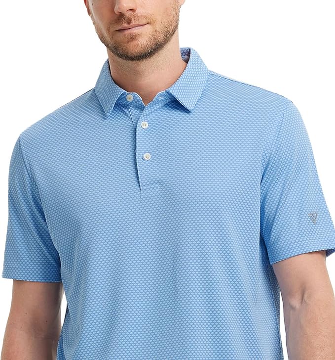 M MAELREG Golf Shirts for Men Moisture Wicking Jacquard Breathable Performance Dry Fit Collared Mens Polo Shirts Short Sleeve