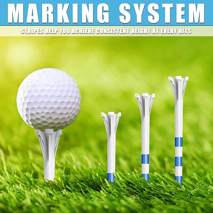 CHAMPKEY Professional 170 Pack 5-Prong Plastic Golf Tees 3 Sizes Assorted Pack - 100 Pcs 3-1/4" with 40 Pcs 2-3/4" and 30Pcs 1-1/2" Golf Tees Plastic