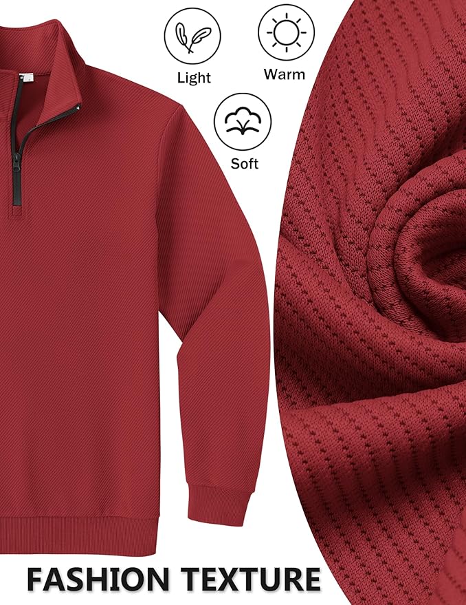 COOFANDY Mens Quarter Zip Pullover Sweatshirts Lightweight Long Sleeve Mock Neck Sweater Polo