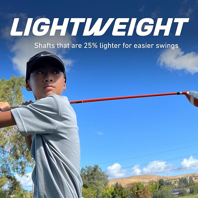 Aspire X-Lite Super Performance Junior Golf Club Set - Right-Handed Kids Golf Set with Driver, Hybrid, 7 Iron, Putter, Stand Bag & Headcovers