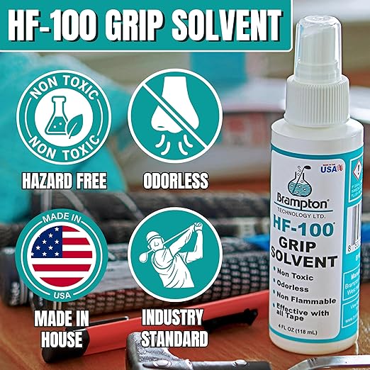 Brampton Basic Golf Grip Kit for Golf Club Regripping - 15 Premium 2"x10" Golf Grip Tape Strips, & 4 oz HF-100 Non-Toxic, Non-Flammable, Odorless Golf Club Grip Solvent
