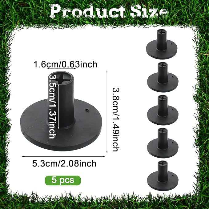 Rubber Golf Tees for Mats Adjustable Height Golf Simulator Tees, Rubber Tee Driving Range 5 Pack for Indoor Outdoor Practice, Non-Slip Mat Tee with Holder 1.5’’ 2.1’’ Black Holder Set