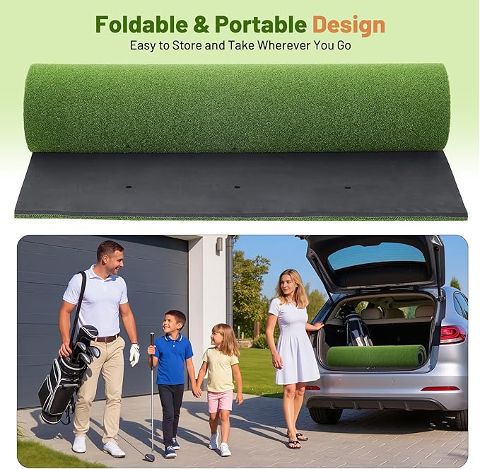 Dual Turf Golf Mat 5 * 4FT,Golf Hitting Mats Practice Outdoor/Indoor for Training Chipping Driving Swing,High-Density Artificial Turf Matt for Backyard, Driving Range, Garage