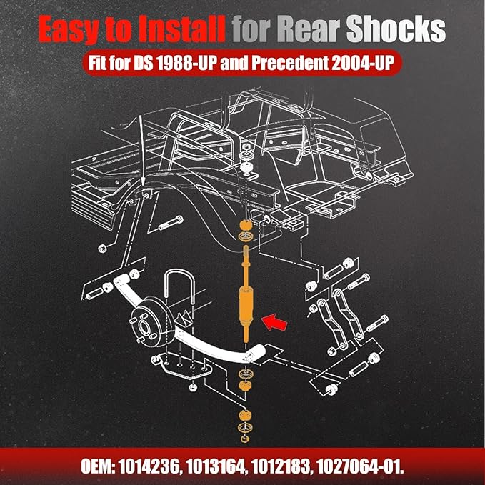 Club Car Rear Shocks Golf Cart Shock Absorbers for Club Car DS G&E 1988 up, Precedent G&E 2004 up, Tempo 2018 up, OEM 1014236, 1013164, 102588501, 2 Pack