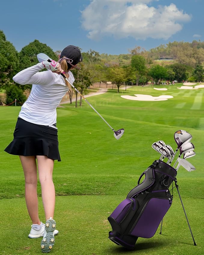 Golf Clubs Womens Golf Clubs Golf Club Set with Head Cover Stand Bag Includes #1 Driver & #3 Fairway Wood & #4 Hybrid & #7#8#9#P Irons