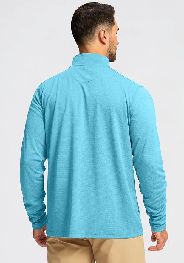 Obla Golf Quarter Zip Pullover for Men Mock Neck Sweatshirt Lightweight Sun Protection Men's Long Sleeve Golf Shirt