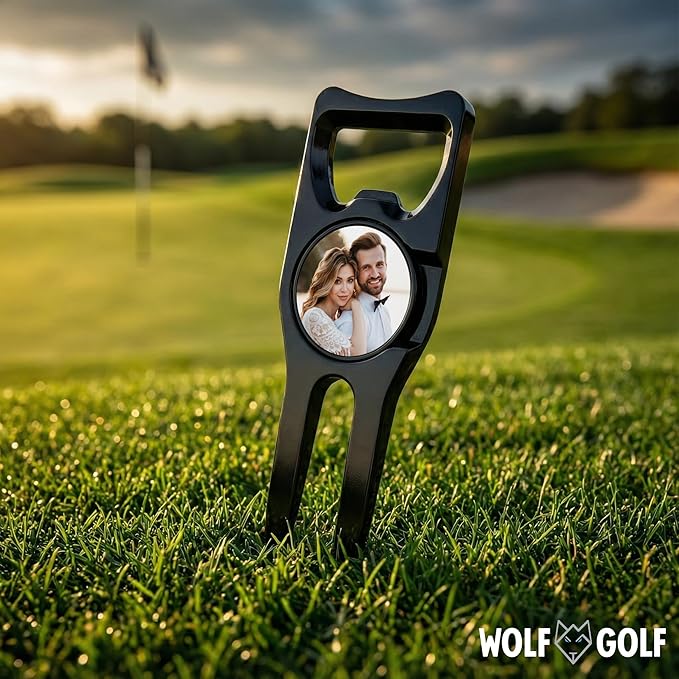 Wolf Golf Towels Custom Divot Repair Tool | 6-in-1 Premium Divot Tool with Ball Marker | Golf Gifts for Men & Women | Golf Accessories for Men & Women