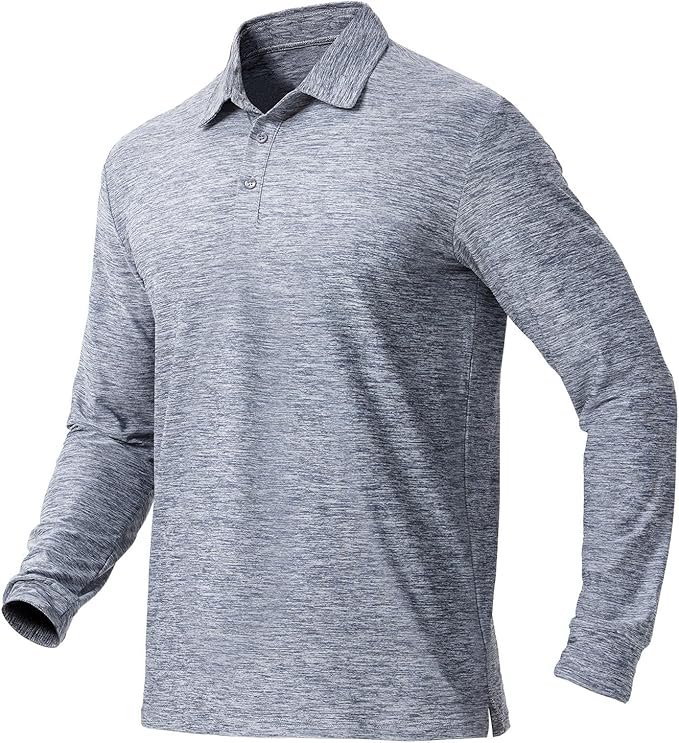 NAVISKIN Men's Polo Shirts Long Sleeve Golf Shirts with Collar UPF 50 SPF Shirt for Men Quick Dry Moisture Wicking