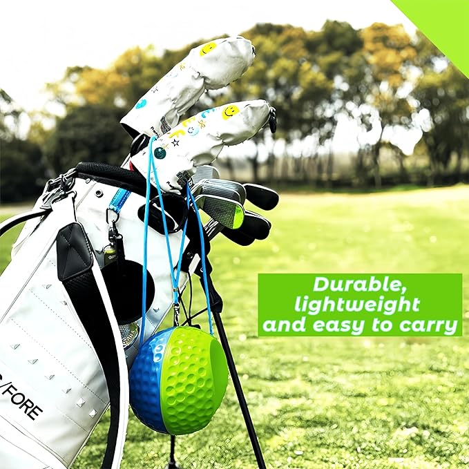 HERZ Dual-Color Golf Connection Ball |Golf Swing Trainer Fix Wrist Flip & Lower Body Sway, PU Golf Training Aid Adjustable Lanyard, Keep Lead Arm Dominant Through Impact