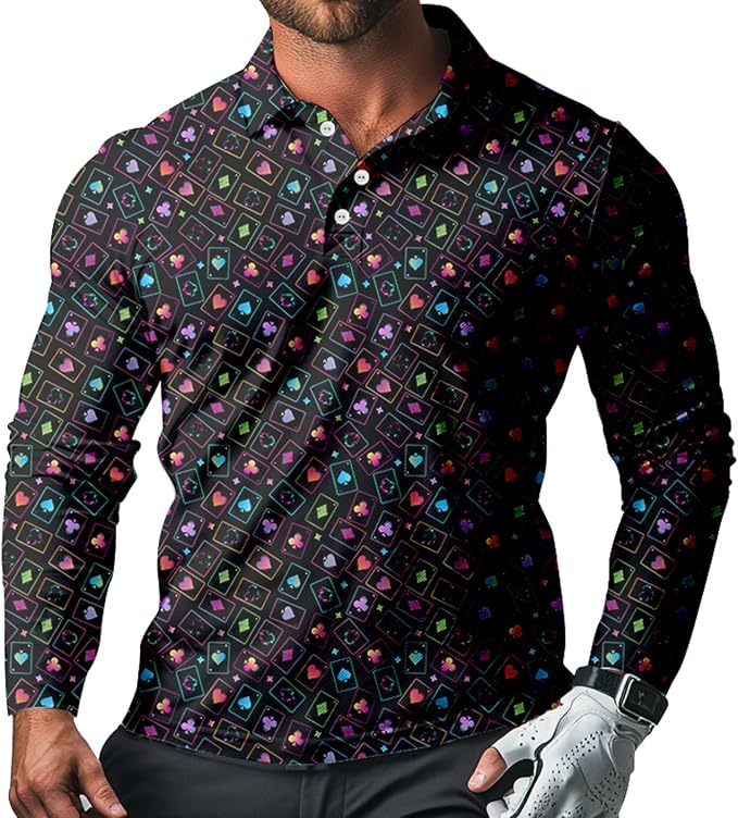 Men's Long Sleeve Golf Shirt Quick Dry 3 Button Work Fishing Outdoor Casual Collar Shirt