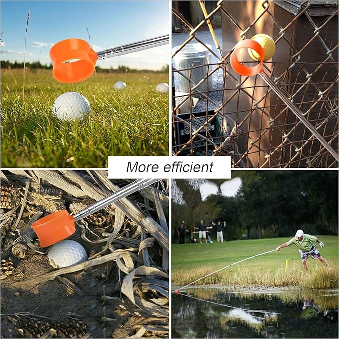 Golf Ball Retriever Telescopic, 12Ft Aluminum Alloy Golf Ball Retriever for Water, Ball Retriever Tool Golf Ball Grabber, Telescopic | Two-Sided | Easy Grab Ball | Golf Gifts for Men & Golfers