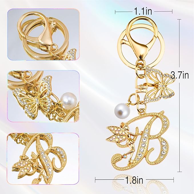 Initial Keychain Bag Charm Women Purse Charms for Handbags Accessories Charm for Wallet Butterfly Pendant for Girls
