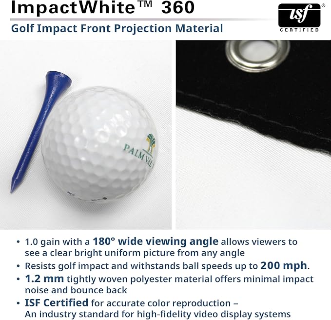 Elite Screens 9.8ft x 8ft Golf Impact Screen with Grommets, DIY Multi-Sport Projection Screen for Home Golf Simulators, DIY9.8X8-IPW360-F