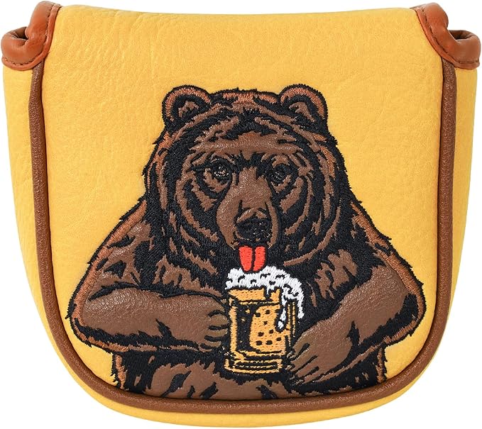 Golf Club Head Cover Golf Head Cover Driver Headcover Fairway Wood Headcover Hybrid Club Head Cover Golf Blade Mallet Putter Cover Beer Bear