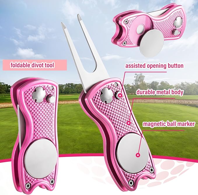 Liliful 12 Pcs Golf Accessories Kit, Include Golf Ball Bag with Hook Towel Tees Magnetic Ball Marker Divot Tool Cleaner Brush for Women Man Gifts
