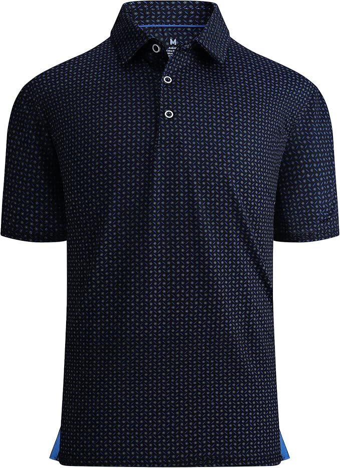 Esabel.C Golf Shirts for Men Dry Fit Performance Short Sleeve Print Moisture Wicking Collared Shirt