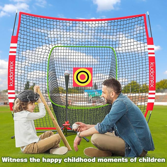 Baseball/Softball 6×6FT Kids Practice Net for Hitting & Pitching,Stable Bow Frame, Batting Tee, Target and Strike Zone for Throwing, Most Suitable for Kids and Teenager